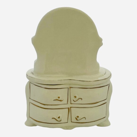 Vintage Hermitage Pottery Floral Ceramic Dresser Mirrored Jewelry Trinket - Picture 5 of 7